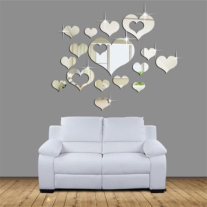 15 Pcs 3d Love Heart Acrylic removable