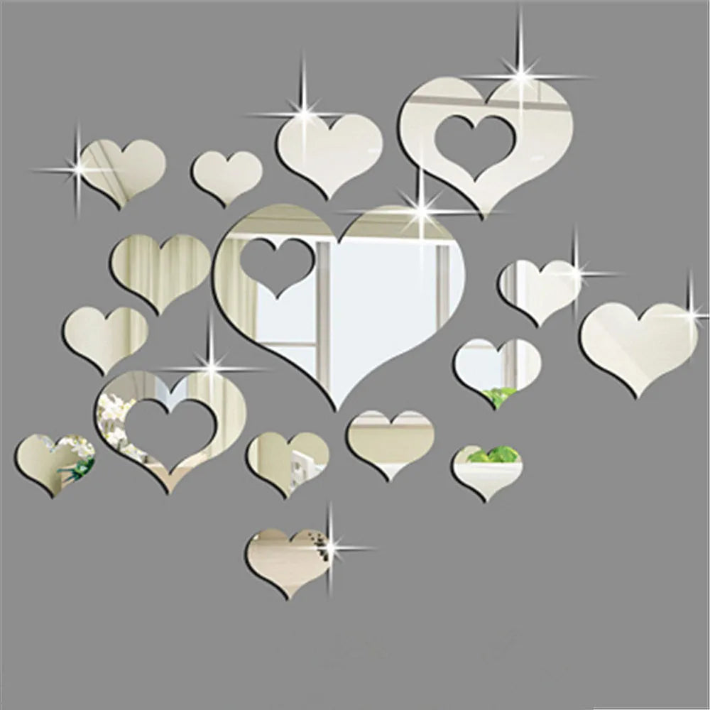 15 Pcs 3d Love Heart Acrylic removable