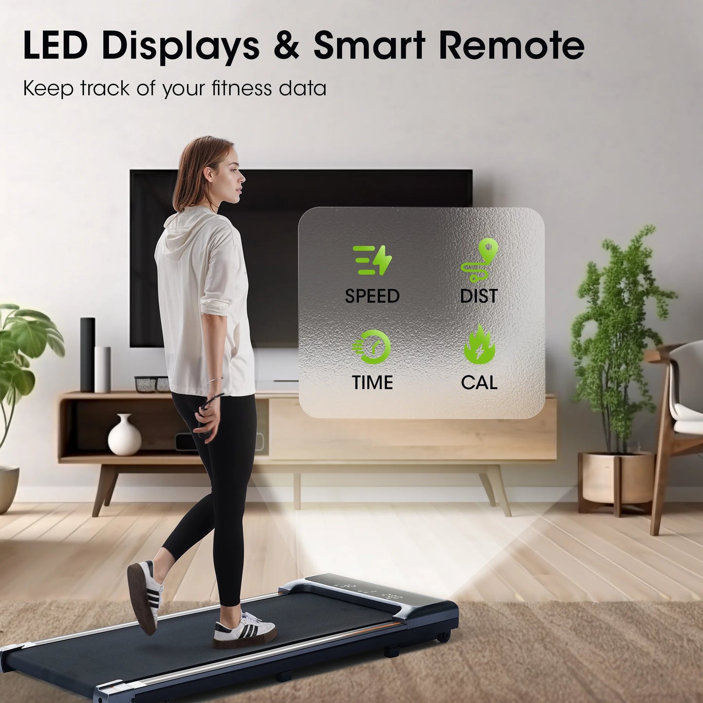 Level up your home office game with our 2-in-1 Walking Pad Treadmill! 🏃‍♂️💻 Remote control, lightweight, and perfect for workouts at your desk! Speed up your productivity with 0.6-3.8 mph! #HomeWorkout #DeskTreadmill